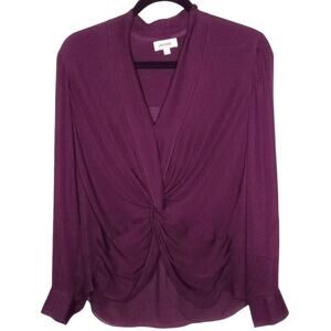 NWOT L'AGENCE 100% Pur Amour Burgundy Twist Front Elegant Draped Blouse - XS